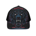 Dark Geometric Wolf Print Black Mesh Trucker Hat