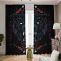 Dark Geometric Wolf Print Dimout Pencil Pleat Curtains