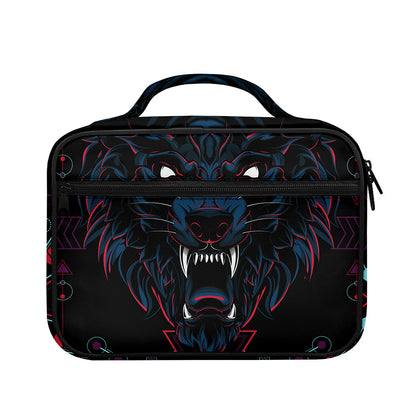 Dark Geometric Wolf Print Briefcase Bible Bag