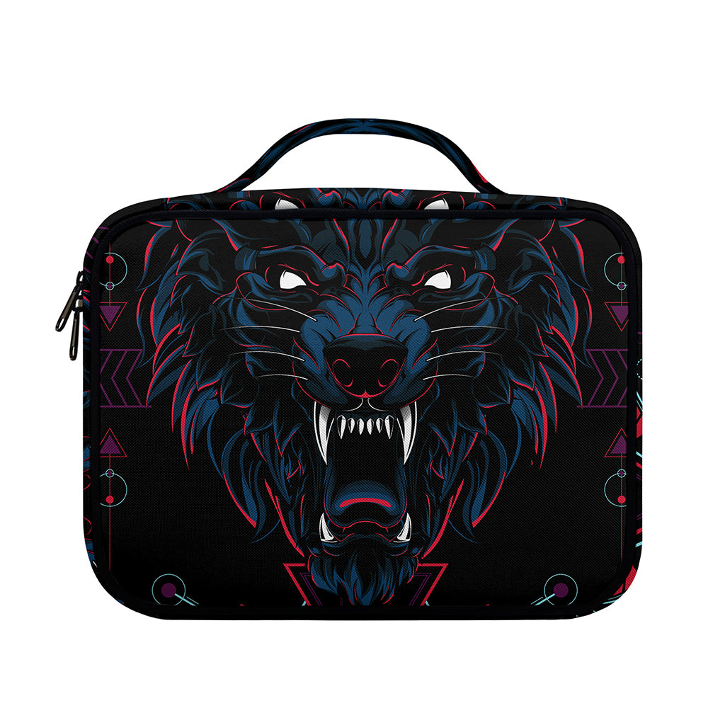 Dark Geometric Wolf Print Briefcase Bible Bag
