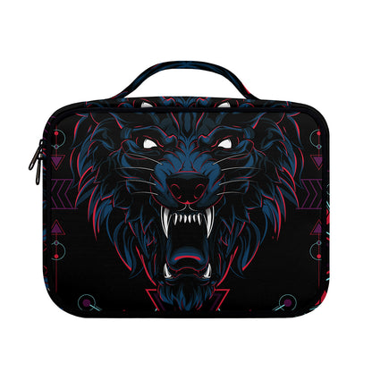 Dark Geometric Wolf Print Briefcase Bible Bag