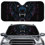 Dark Geometric Wolf Print Car Windshield Sun Shade