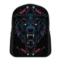 Dark Geometric Wolf Print Casual Backpack
