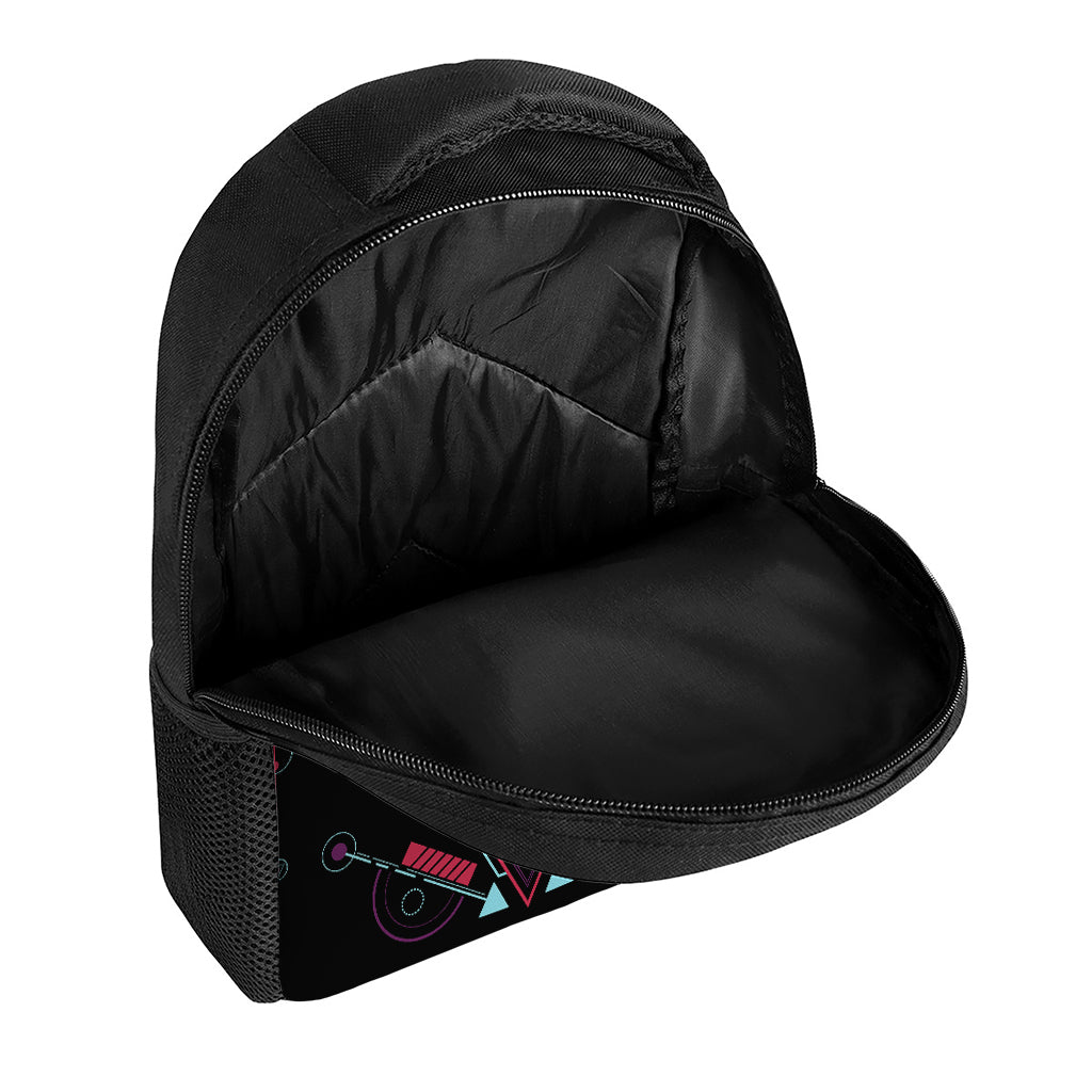 Dark Geometric Wolf Print Casual Backpack