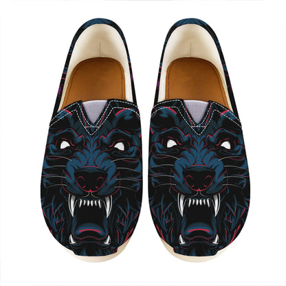 Dark Geometric Wolf Print Casual Shoes