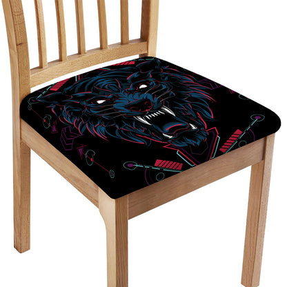 Dark Geometric Wolf Print Chair Cushion Cover