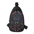Dark Geometric Wolf Print Sling Bag