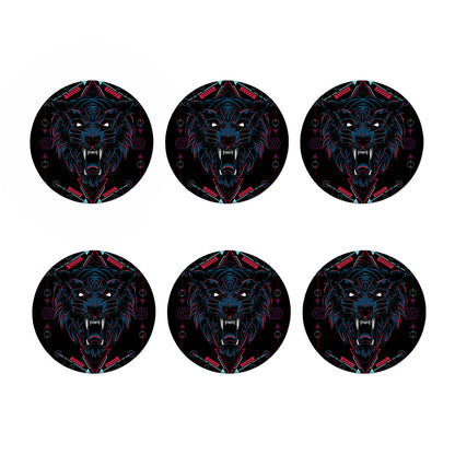 Dark Geometric Wolf Print Coaster Set