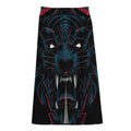 Dark Geometric Wolf Print Cotton Front Slit Maxi Skirt