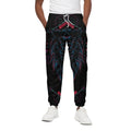 Dark Geometric Wolf Print Cotton Sweatpants