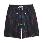Dark Geometric Wolf Print Cotton Shorts