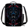 Dark Geometric Wolf Print Crossbody Lunch Bag