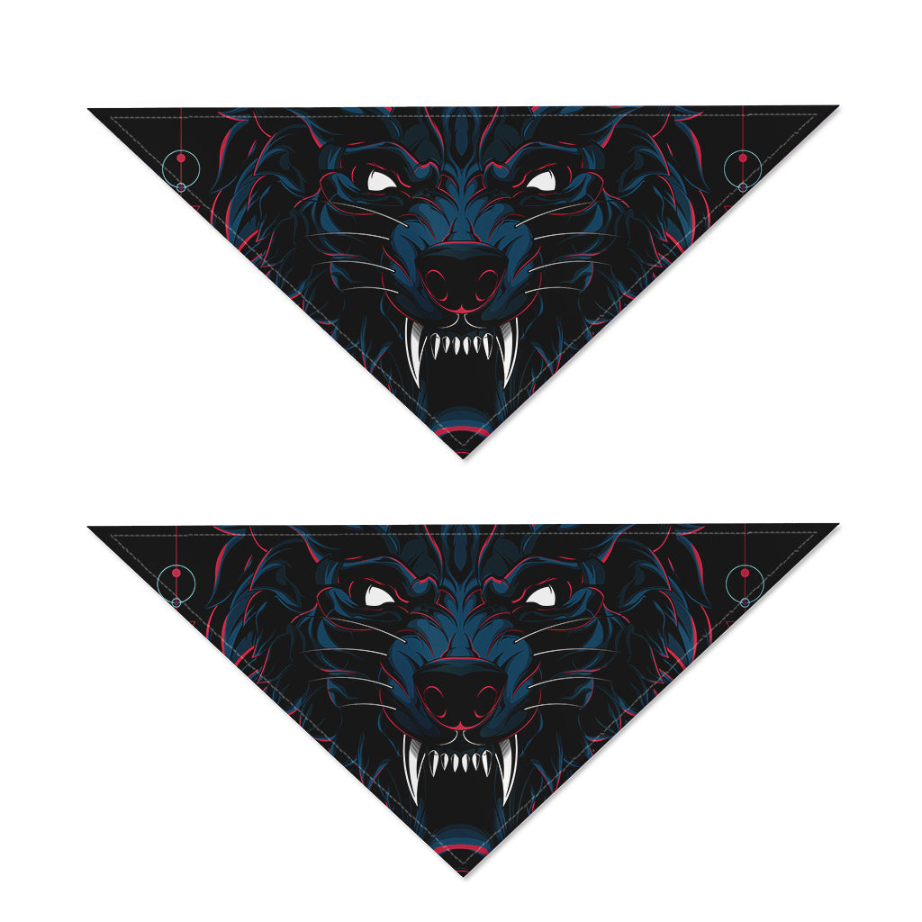 Dark Geometric Wolf Print Dog Bandana