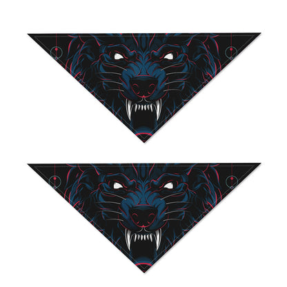Dark Geometric Wolf Print Dog Bandana