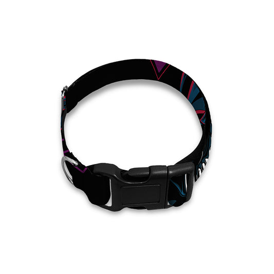 Dark Geometric Wolf Print Dog Collar