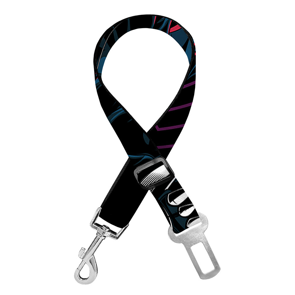 Dark Geometric Wolf Print Dog Seat Belt