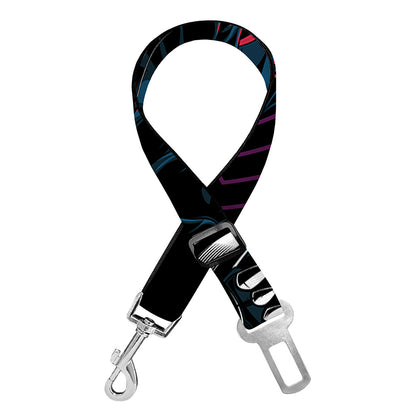 Dark Geometric Wolf Print Dog Seat Belt