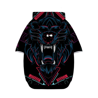Dark Geometric Wolf Print Dog Zip Up Hoodie