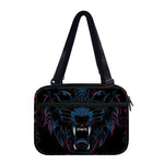 Dark Geometric Wolf Print Double Strap Bible Bag