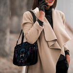 Dark Geometric Wolf Print Double Strap Bible Bag
