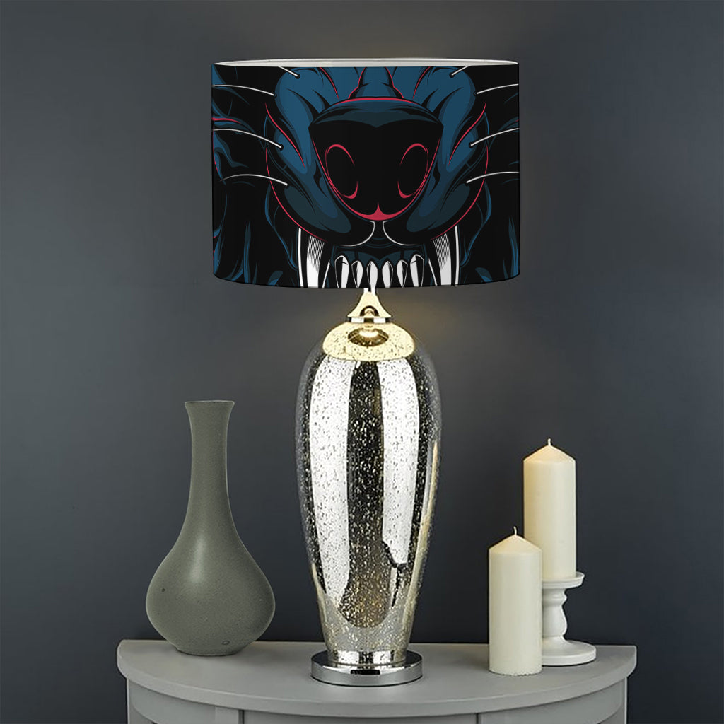 Dark Geometric Wolf Print Drum Lamp Shade