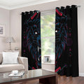 Dark Geometric Wolf Print Extra Wide Grommet Curtains