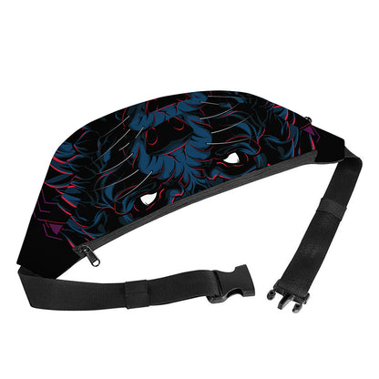 Dark Geometric Wolf Print Fanny Pack
