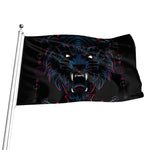 Dark Geometric Wolf Print Flag
