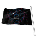 Dark Geometric Wolf Print Flag