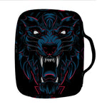 Dark Geometric Wolf Print Front Pocket Bible Bag