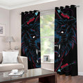 Dark Geometric Wolf Print Grommet Curtains
