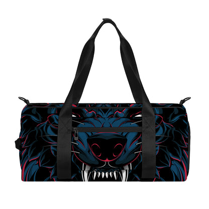 Dark Geometric Wolf Print Gym Bag