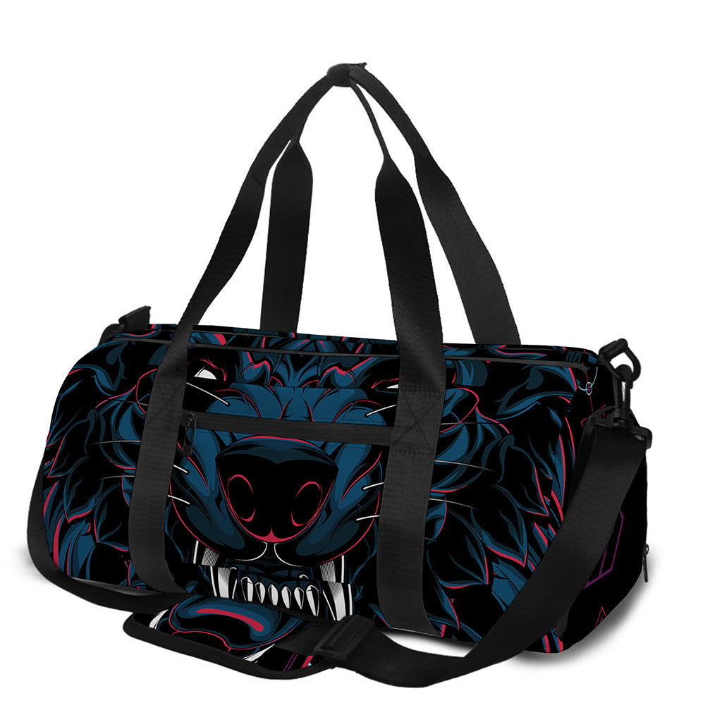 Dark Geometric Wolf Print Gym Bag