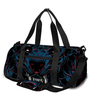 Dark Geometric Wolf Print Gym Bag