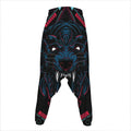 Dark Geometric Wolf Print Hammer Pants