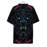 Dark Geometric Wolf Print Hawaiian Shirt