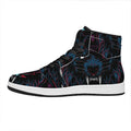Dark Geometric Wolf Print High Top Leather Sneakers