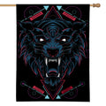 Dark Geometric Wolf Print House Flag