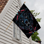 Dark Geometric Wolf Print House Flag