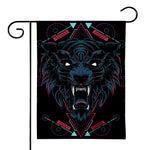 Dark Geometric Wolf Print House Flag
