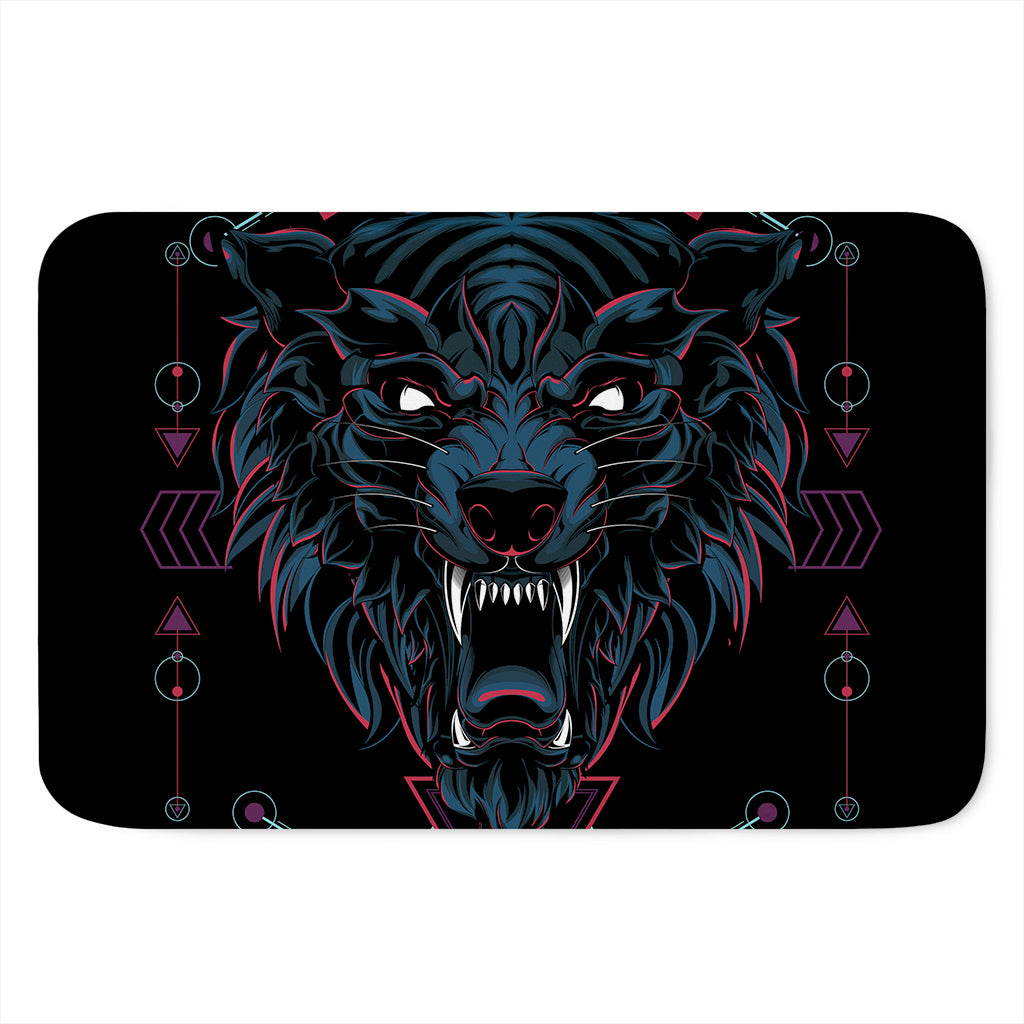 Dark Geometric Wolf Print Indoor Door Mat