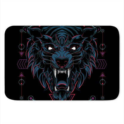 Dark Geometric Wolf Print Indoor Door Mat