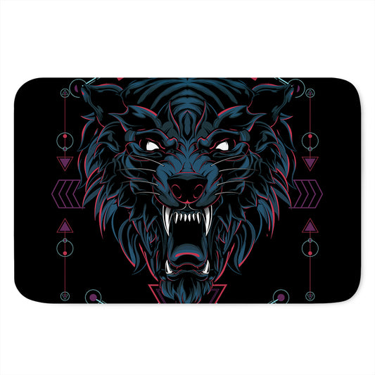 Dark Geometric Wolf Print Indoor Door Mat