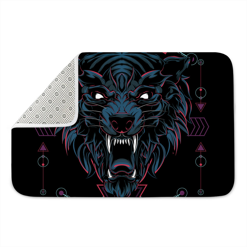 Dark Geometric Wolf Print Indoor Door Mat