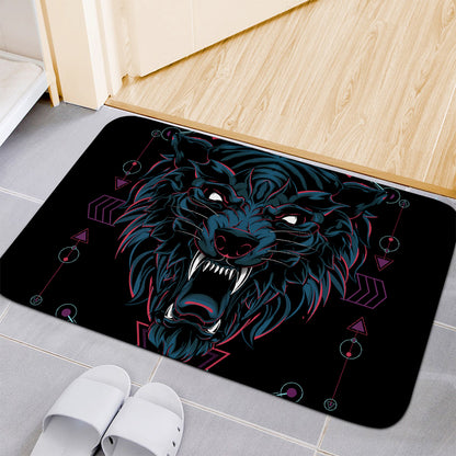 Dark Geometric Wolf Print Indoor Door Mat