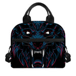 Dark Geometric Wolf Print Insulated Lunch Bag