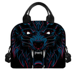Dark Geometric Wolf Print Insulated Lunch Bag