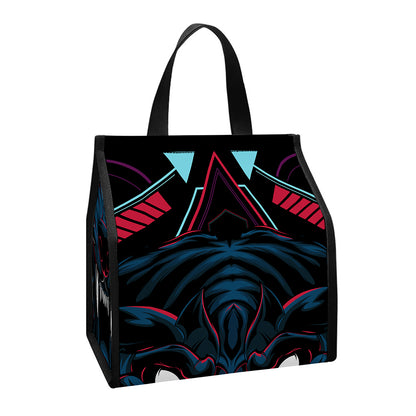 Dark Geometric Wolf Print Insulated Lunch Tote