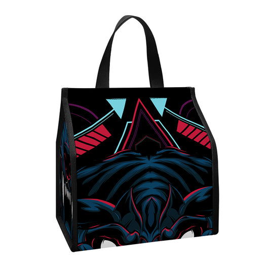 Dark Geometric Wolf Print Insulated Lunch Tote