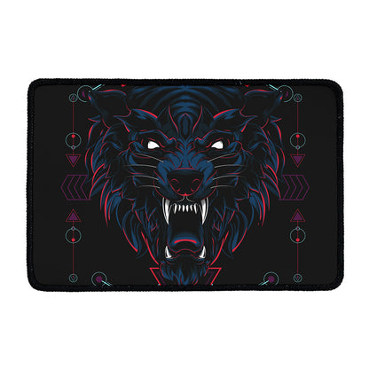 Dark Geometric Wolf Print Kitchen Mat